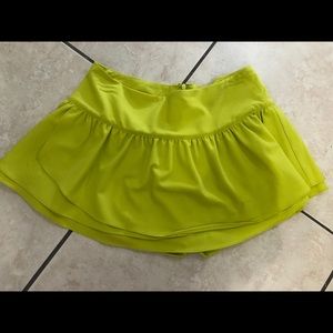 Neon green short skirt